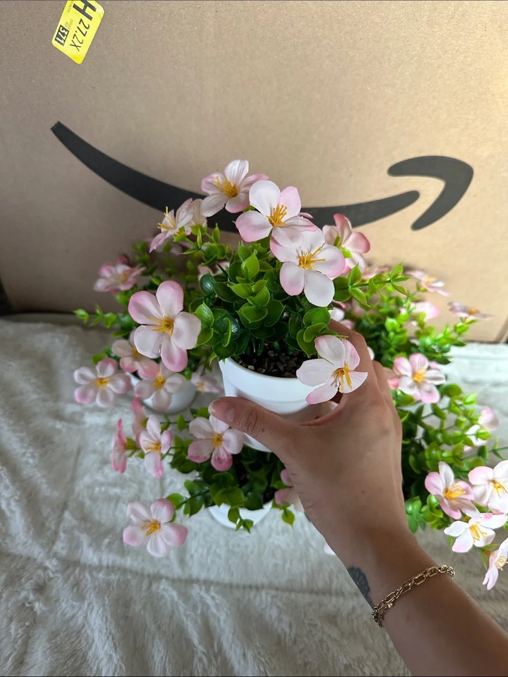 Artificial Pink Flower Pot Set - Home Accents